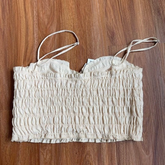 NWT Zara Smocked Corset Bustier Crop Top | Yellow Gingham | Size Large - Picture 5 of 6